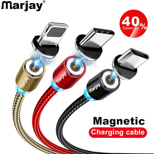 Marjay Magnetic Charger Cable Fast Charging Micro USB Type C Cable For iPhone Samsung Xiaomi Huawei Mobile Phone Magnet Wire
