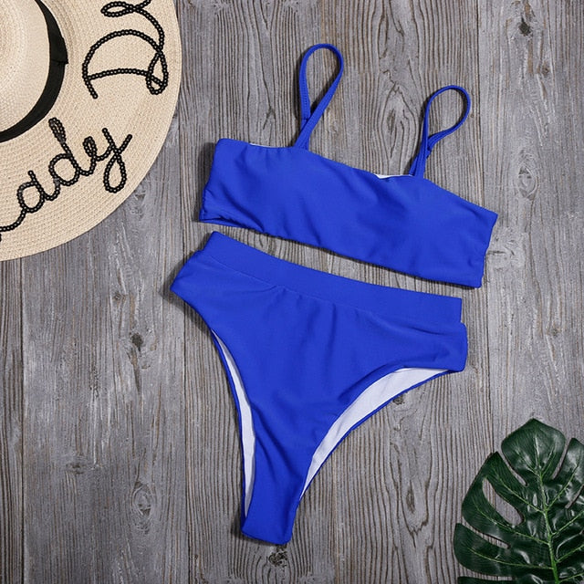 Minimalism Le Solid Swimwear High Waist Bikini Set New Brazilian Women Bikinis Swimsuit Female Bathing Suit Sexy Beach Wear