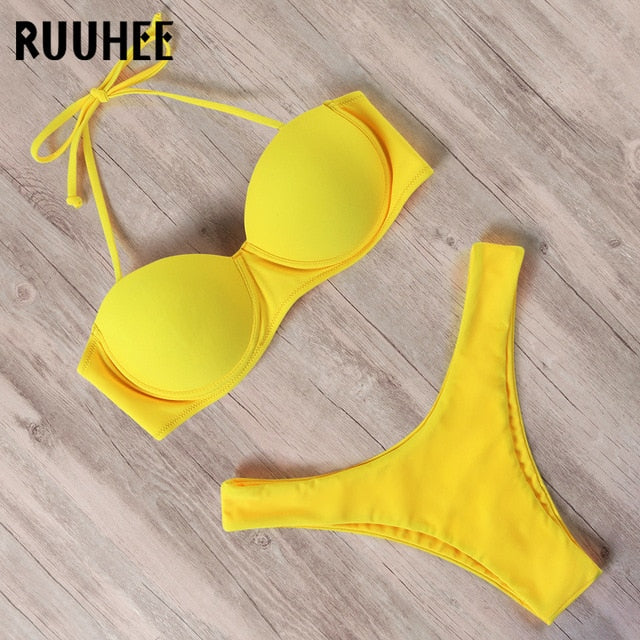 RUUHEE Bikini Swimwear Women Swimsuit 2020 Leopard Brazilian Bikini Set Push Up Bathing Suit Female Summer Beach Wear Biquini