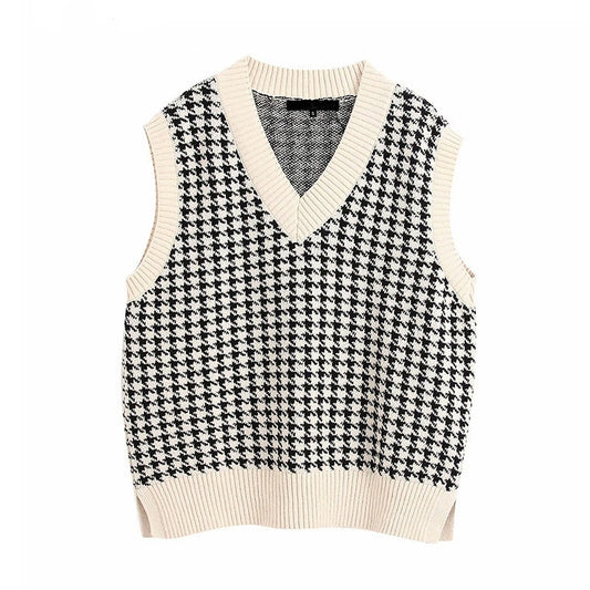 Women Vest Sweater 2021 Fashion Knitted Sweater Loose Vintage Female Waistcoat Chic Oversize Sweater Tops Women Clothes Outfit