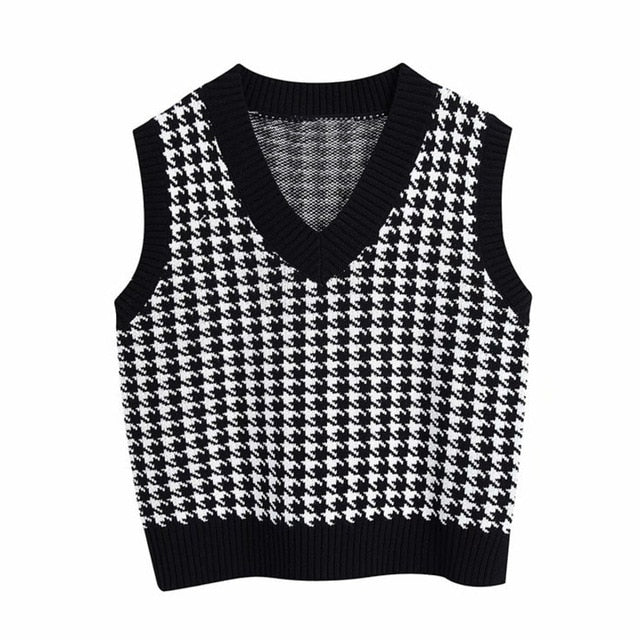 Women Vest Sweater 2021 Fashion Knitted Sweater Loose Vintage Female Waistcoat Chic Oversize Sweater Tops Women Clothes Outfit