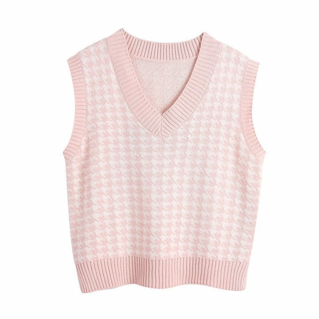 Women Vest Sweater 2021 Fashion Knitted Sweater Loose Vintage Female Waistcoat Chic Oversize Sweater Tops Women Clothes Outfit