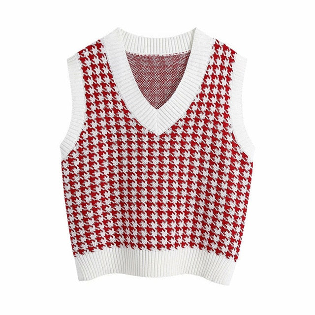 Women Vest Sweater 2021 Fashion Knitted Sweater Loose Vintage Female Waistcoat Chic Oversize Sweater Tops Women Clothes Outfit