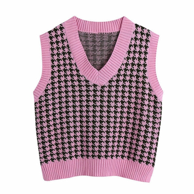 Women Vest Sweater 2021 Fashion Knitted Sweater Loose Vintage Female Waistcoat Chic Oversize Sweater Tops Women Clothes Outfit